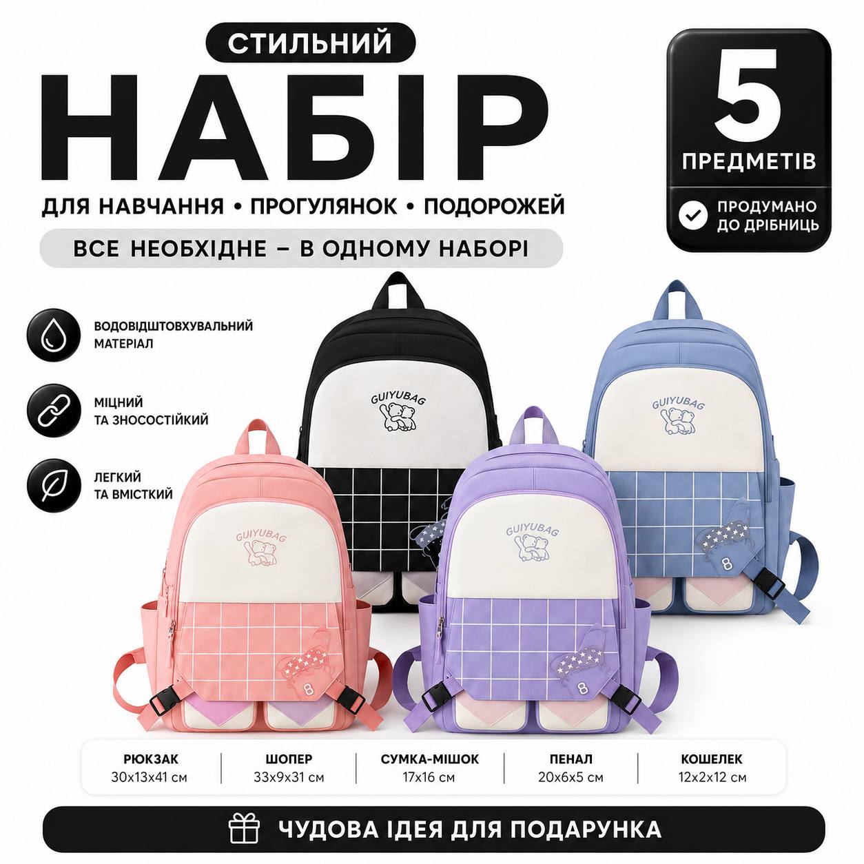 Рюкзак шкільний  комплект 5 в 1П